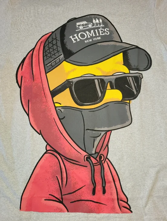 Reason Mens Large Gray Bart Simpson Homies Short Sleeve Graphic Print Tshirt - Picture 3 of 12